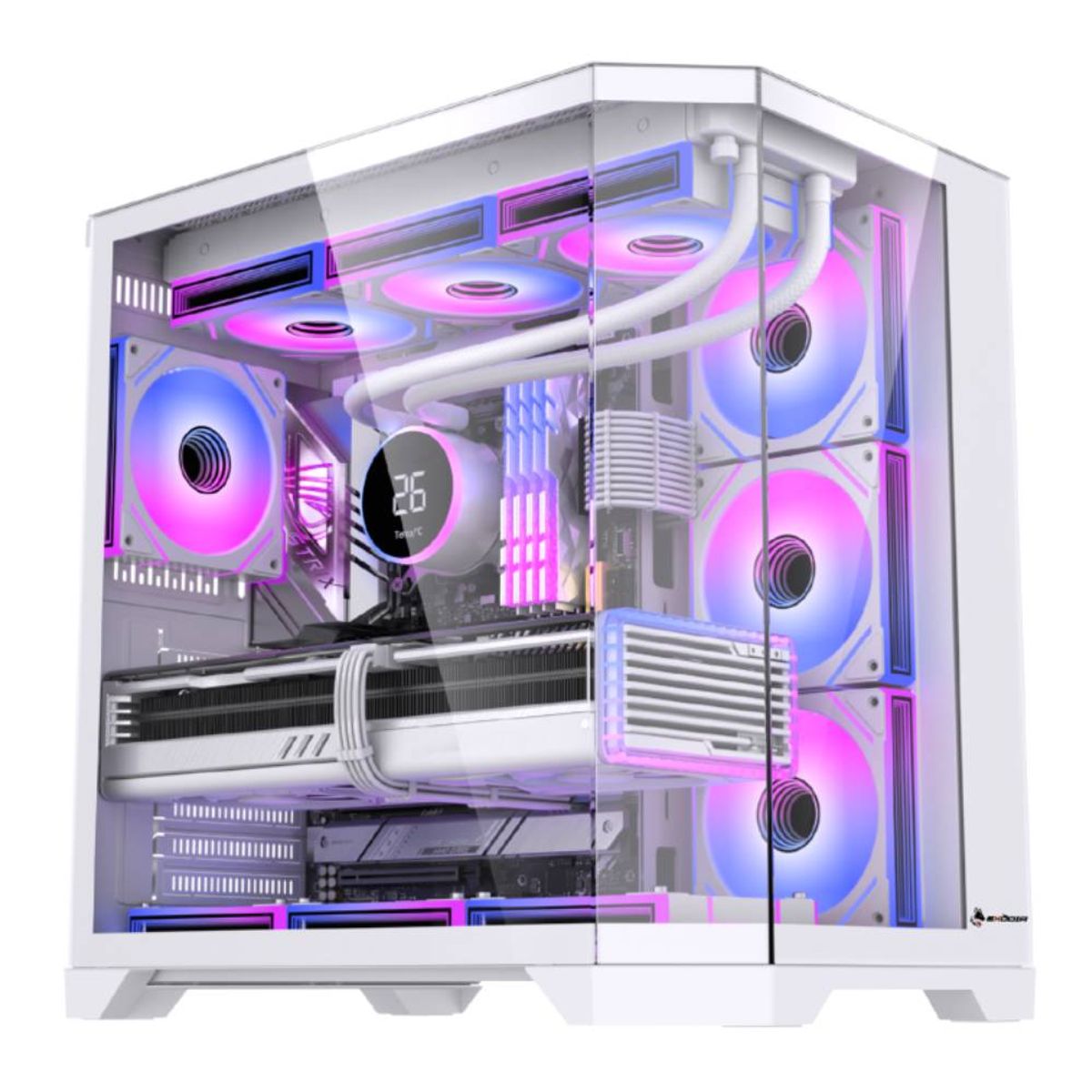 GENERICO - Gabinete Exodia Panel Zro Blanco ATX 7 Fans ARGB V. Templado