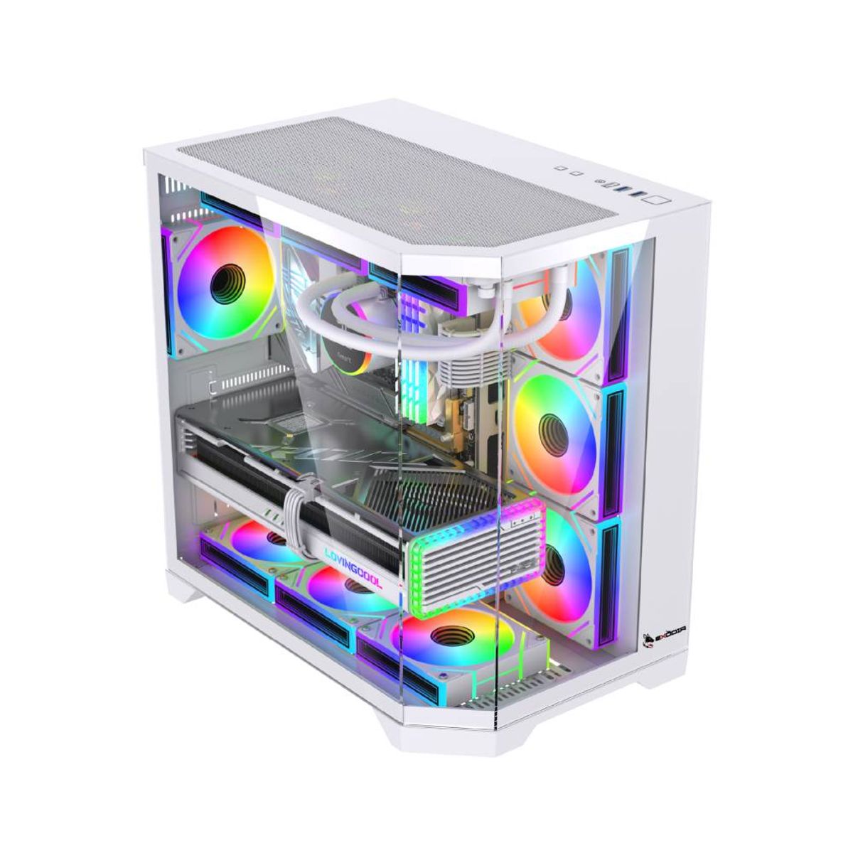 GENERICO - Gabinete Exodia Panel Zro Blanco ATX 7 Fans ARGB V. Templado