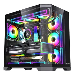 GENERICO - Gabinete Exodia Panel Zro Negro ATX 7 Fans ARGB V. Templado