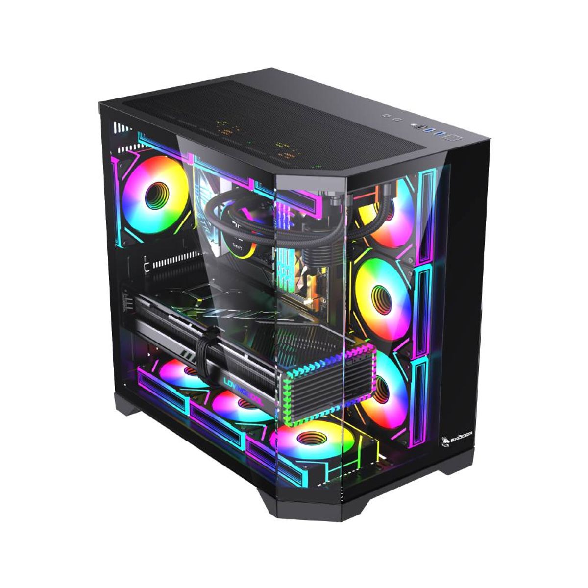 GENERICO - Gabinete Exodia Panel Zro Negro ATX 7 Fans ARGB V. Templado