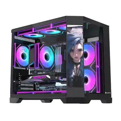 GENERICO - Gabinete Exodia Panel Zro Pantalla LED mATX Negro 6Fans ARGB