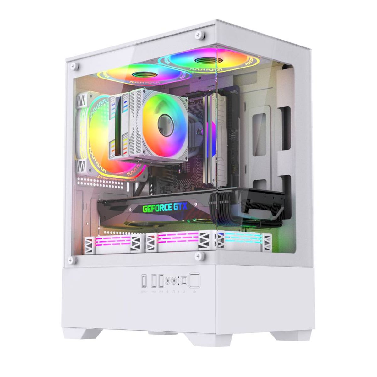 GENERICO - Gabinete Exodia Prisma 200 Blanco mATX 3Fans ARGB V Templado