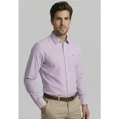 FEROUCH - Camisa Sport Oxford Listada Violet