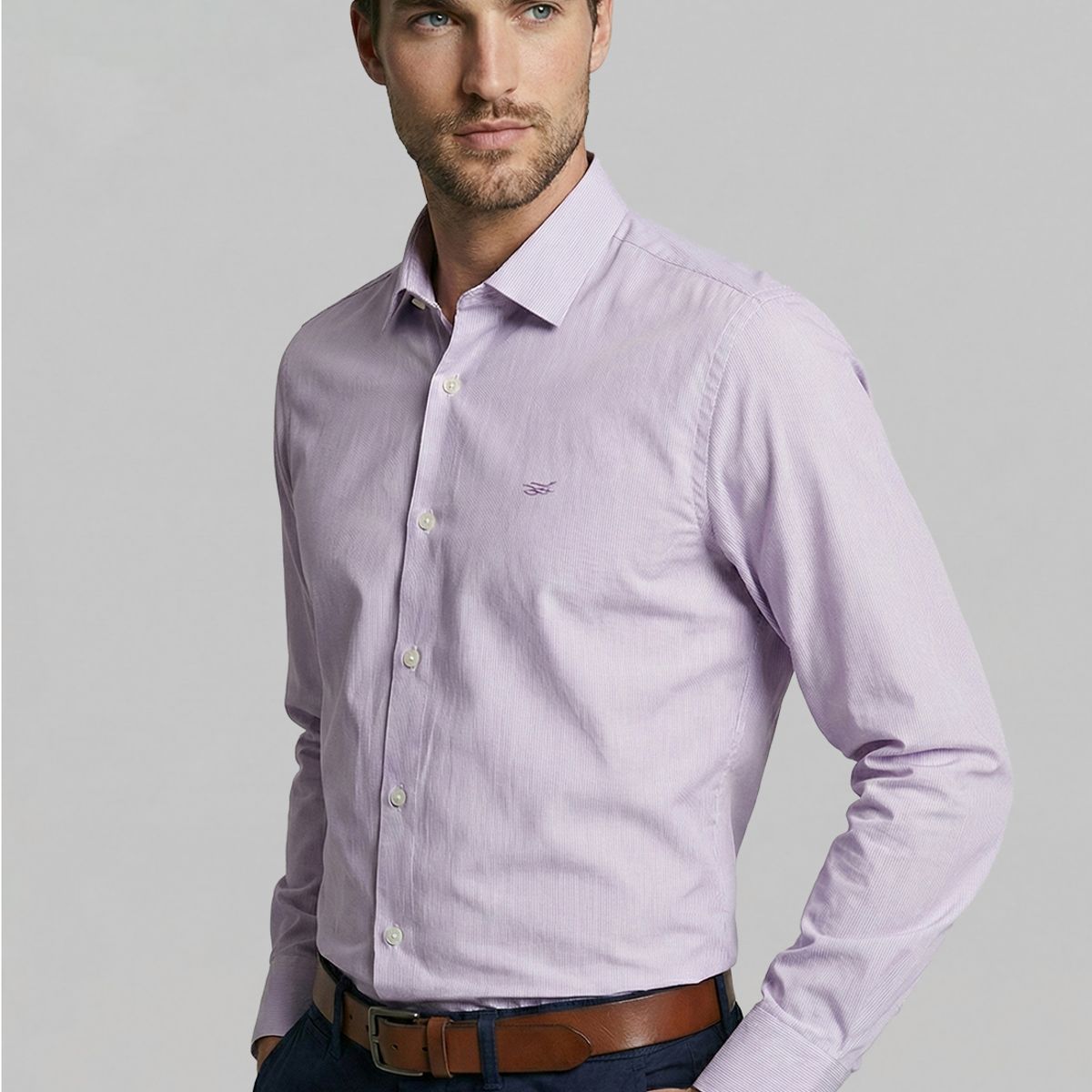 FEROUCH - Camisa Smart Casual Calabasas Violet Ferouch