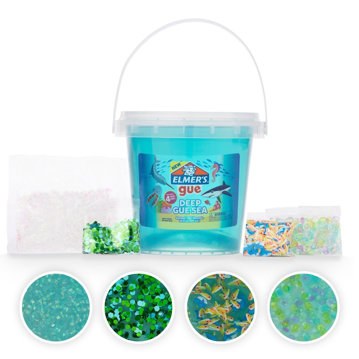 ELMERS - Balde de Slime Mar Profundo con 4 Complementos para Combinar