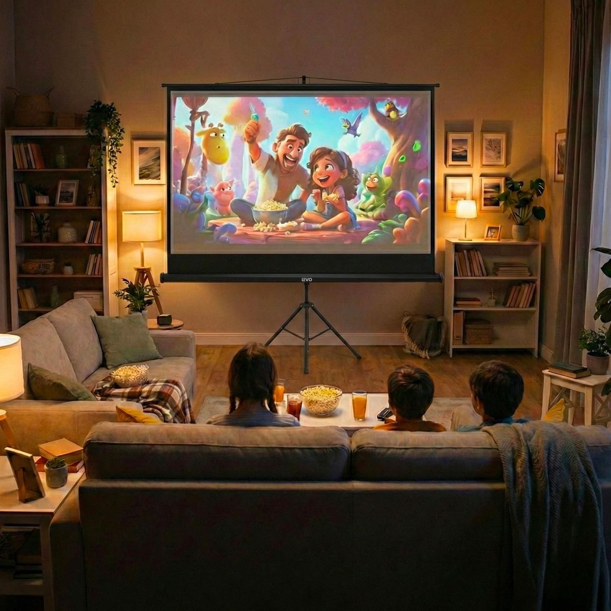 LEVO - Telón Proyector 80 pulgadas 165 x 125 cm Negro LEVO