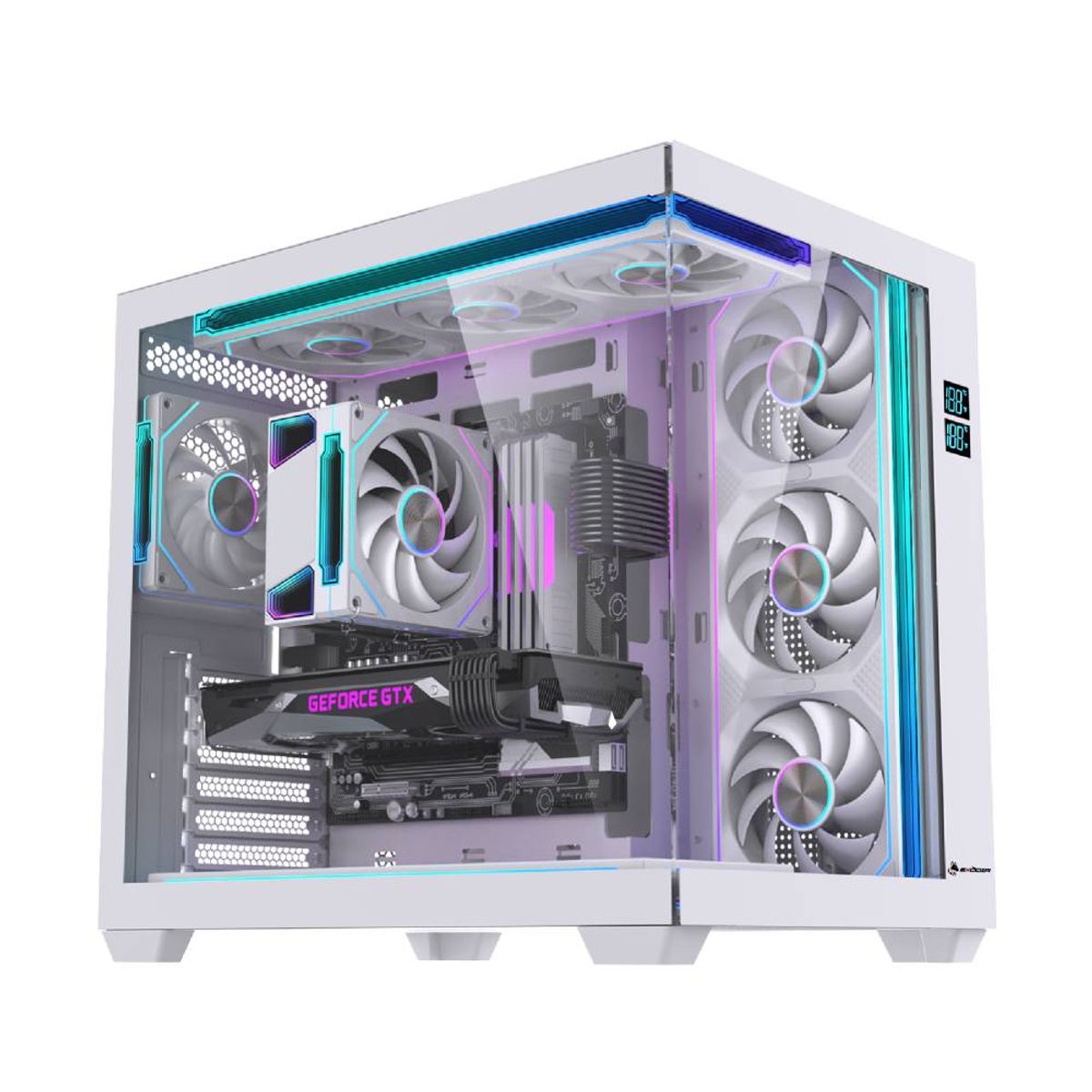GENERICO - Gabinete Exodia Sky Plus Blanco ATX 7 Fans ARGB V. Templado