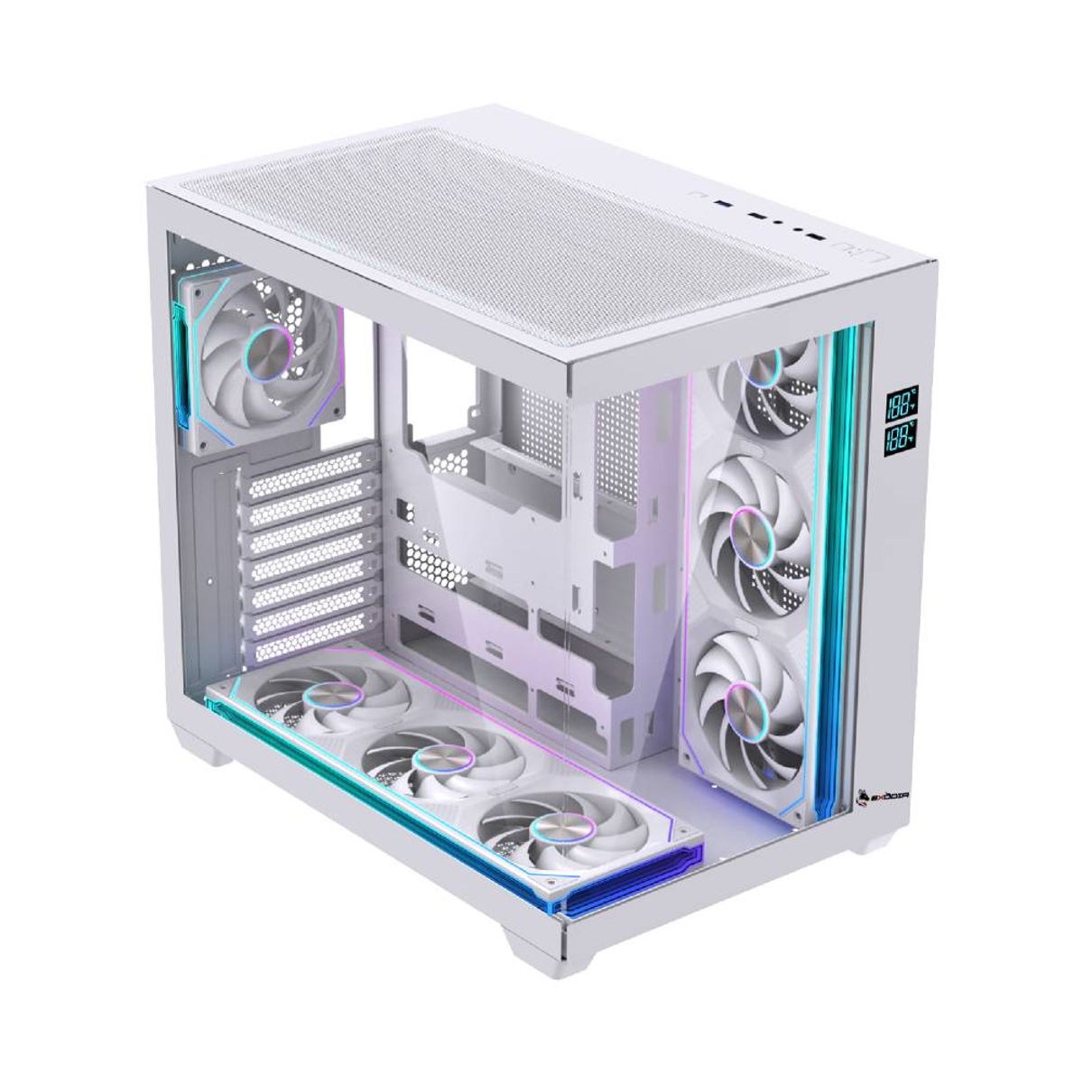GENERICO - Gabinete Exodia Sky Plus Blanco ATX 7 Fans ARGB V. Templado