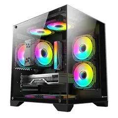 GENERICO - Gabinete Exodia ExoPlus Negro mATX 5 Fans ARGB V. Templado