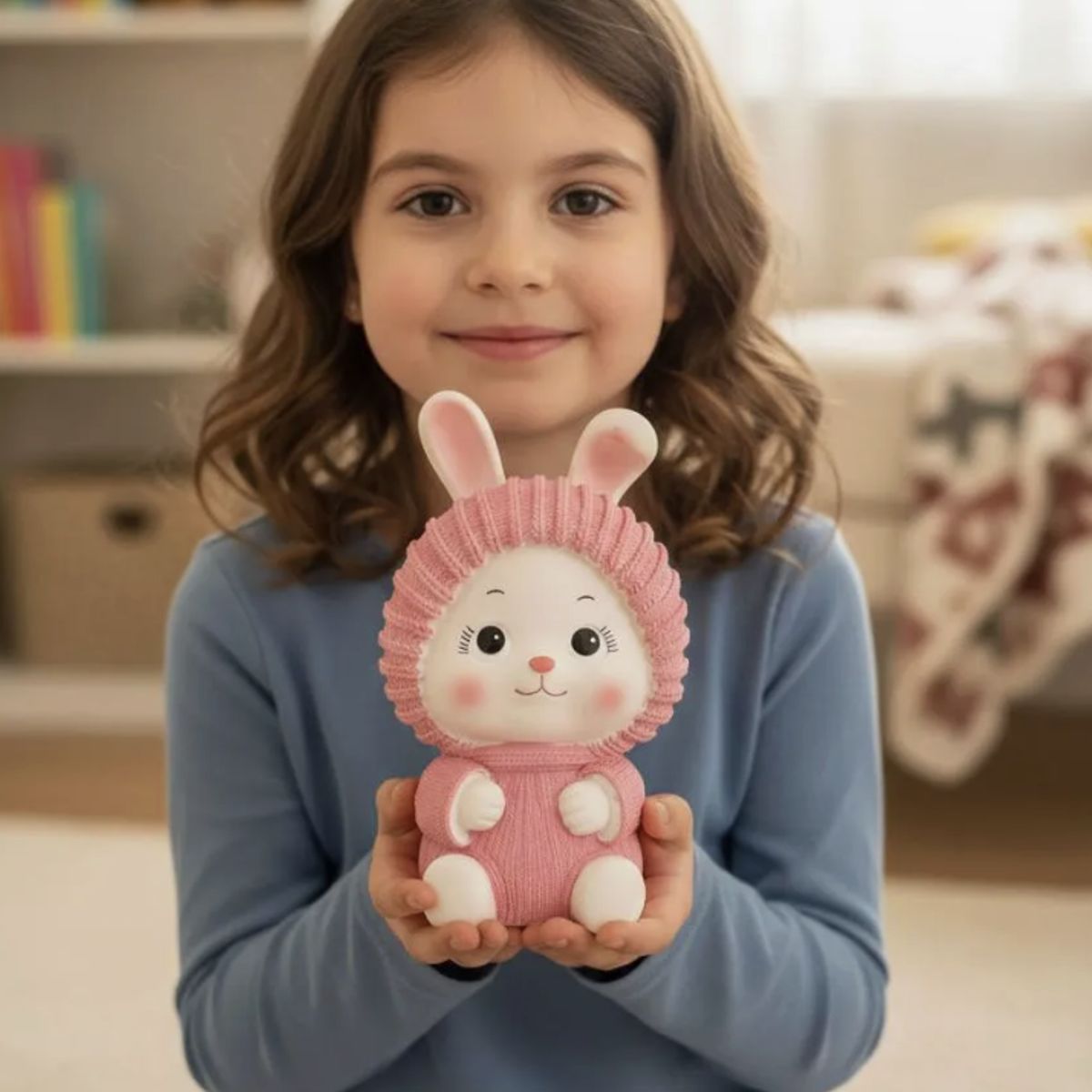 GENERICO - Alcancía Hucha Conejo Con Gorro Tejido Para Niñas Infantil