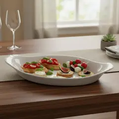 SUNNEX - Plato Porcelana Oval.Con Asas 17 Cm Set 6 pcs