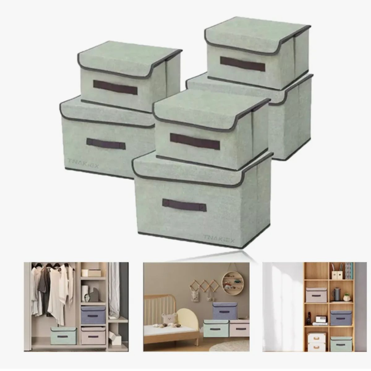 GENERICO - 6 Unidades Cajas Organizadoras De Tela Plegables Con Tapas