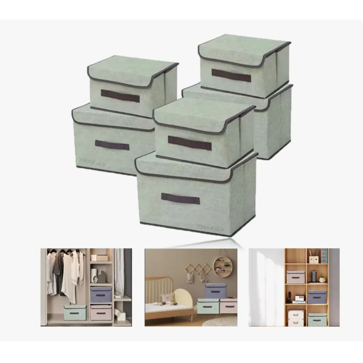 GENERICO - 6 Unidades Cajas Organizadoras De Tela Plegables Con Tapas