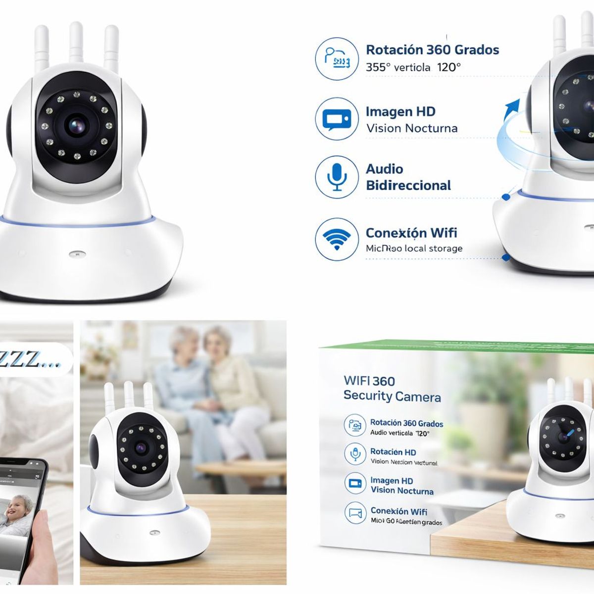 IRM - Camara Wifi 360 Inalambrica HD Monitoreo desde Celular Vision Nocturna