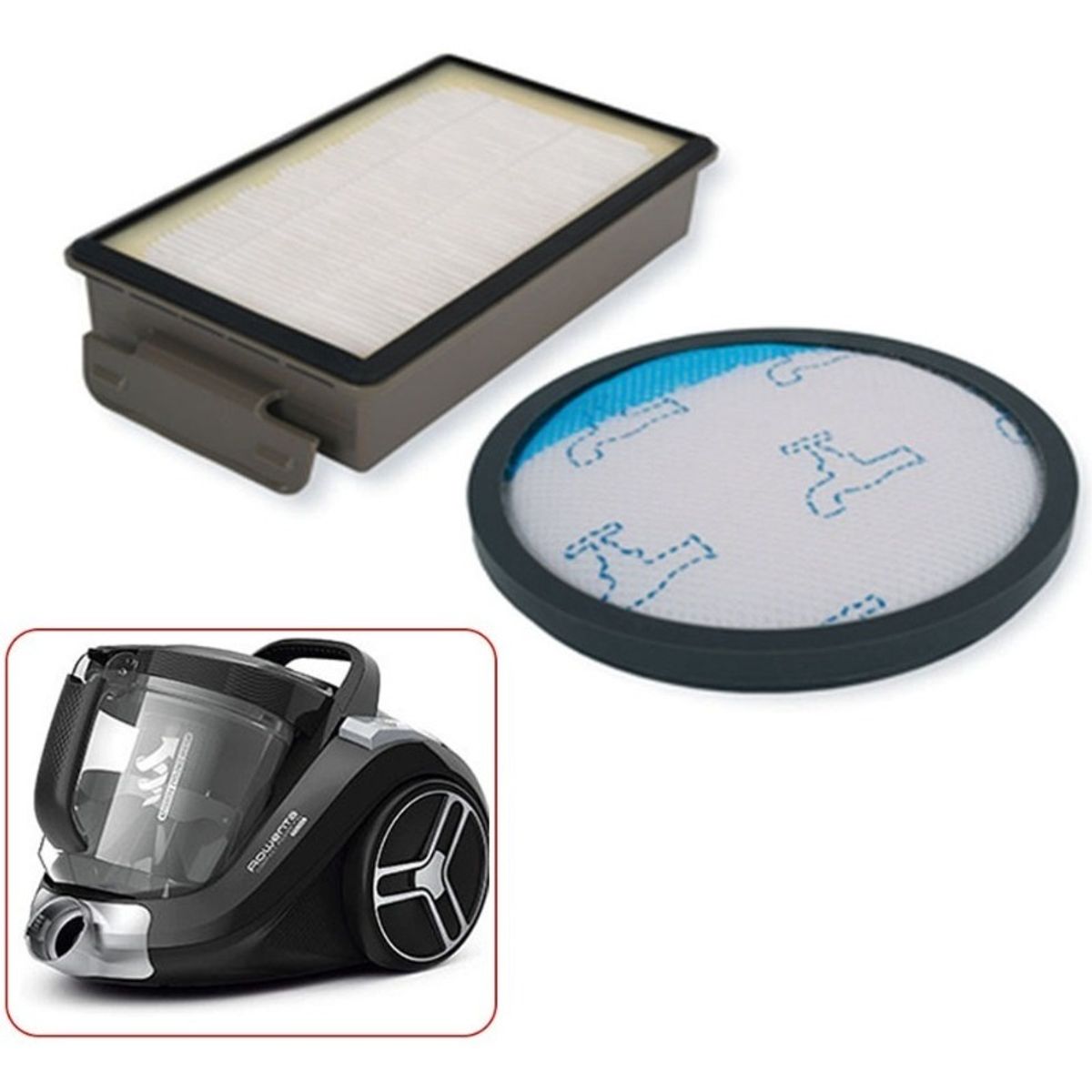 GENERICO - Filtro Aspiradora Rowenta Compact Power Ciclónica 2 Piezas