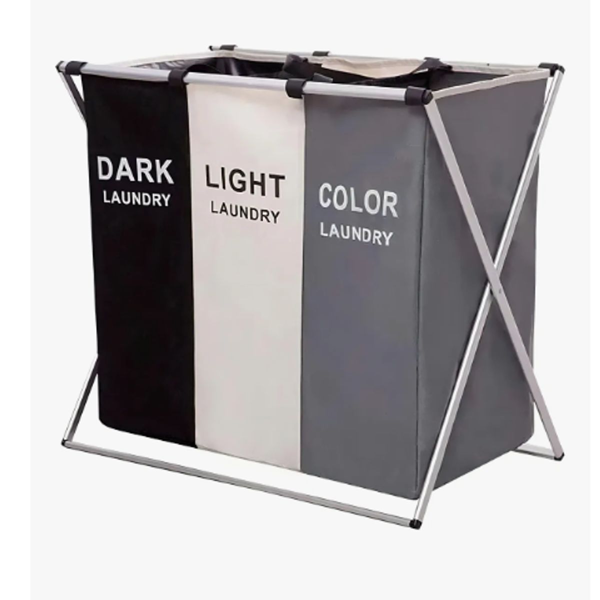 GENERICO - Cesto Canasto De Ropa Sucia Plegable 3 Compartimientos Color Negro Cesta de ropa