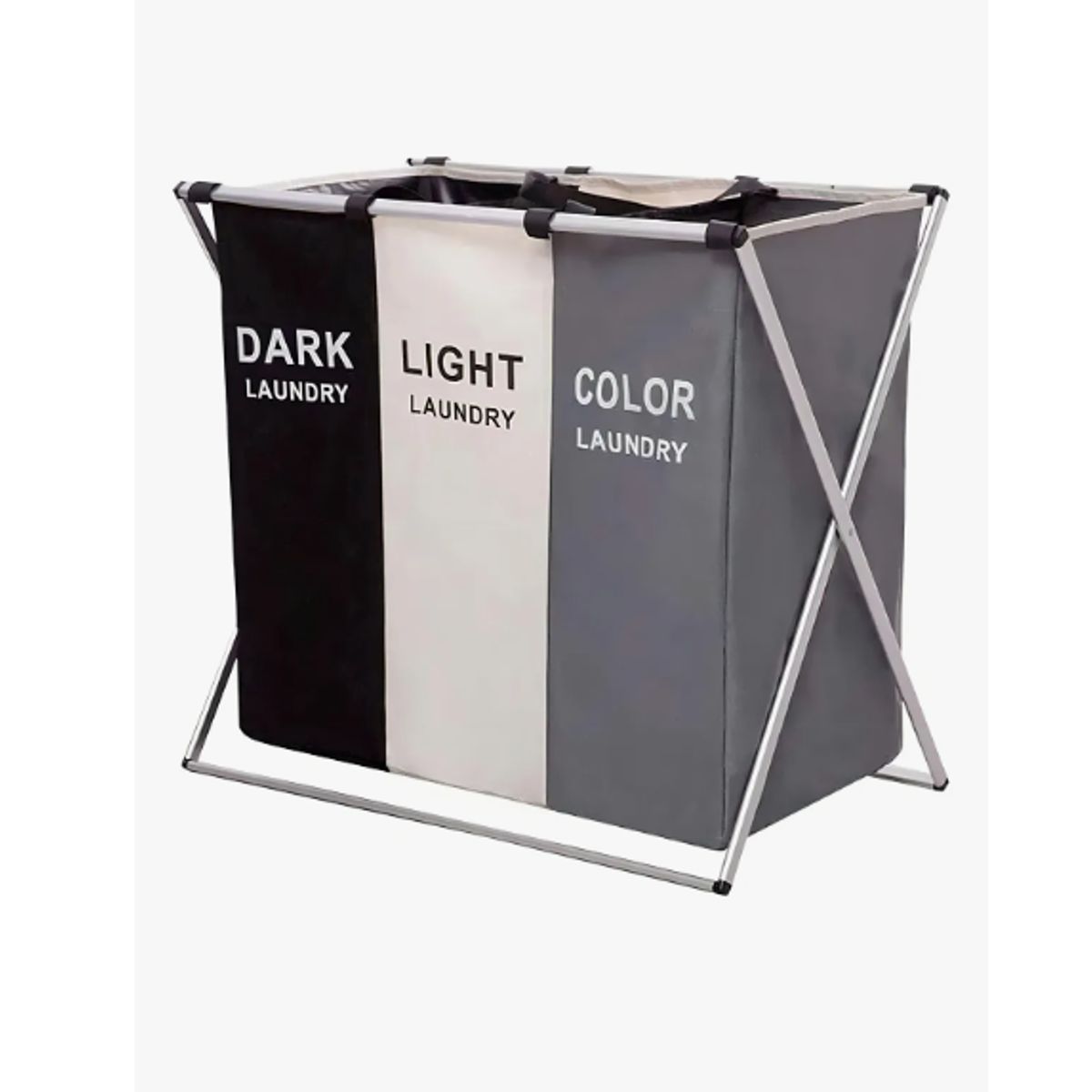 GENERICO - Cesto Canasto De Ropa Sucia Plegable 3 Compartimientos Color Negro Cesta de ropa