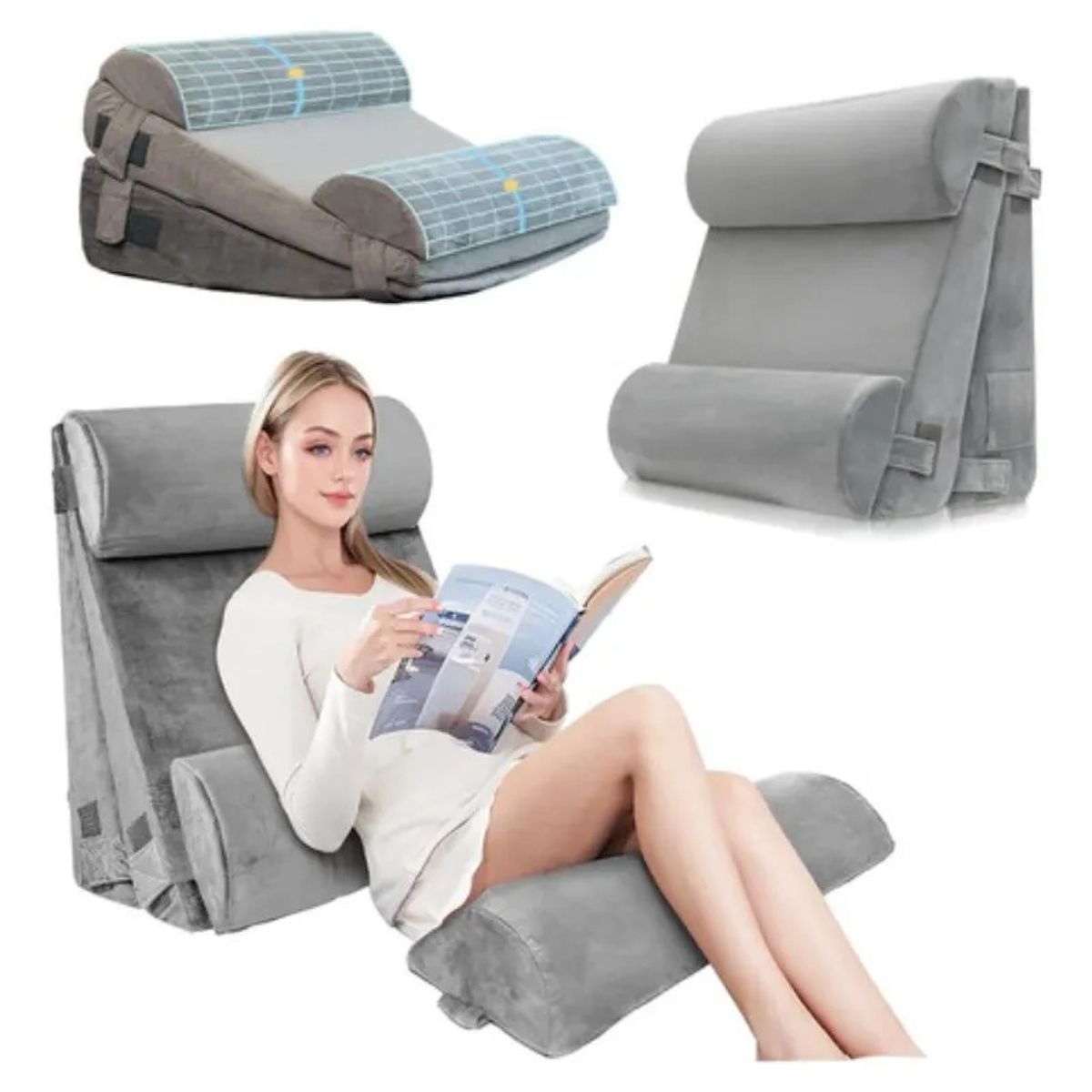 ANYHOGAR - Conjunto De Almohadas Ortopédicas En Cuña Para Cama 4pzs