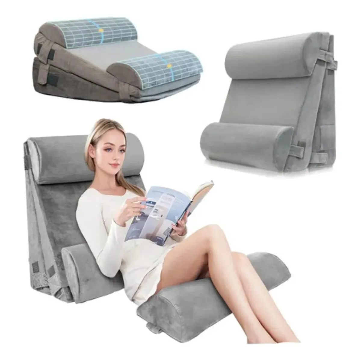 ANYHOGAR - Conjunto De Almohadas Ortopédicas En Cuña Para Cama 4pzs