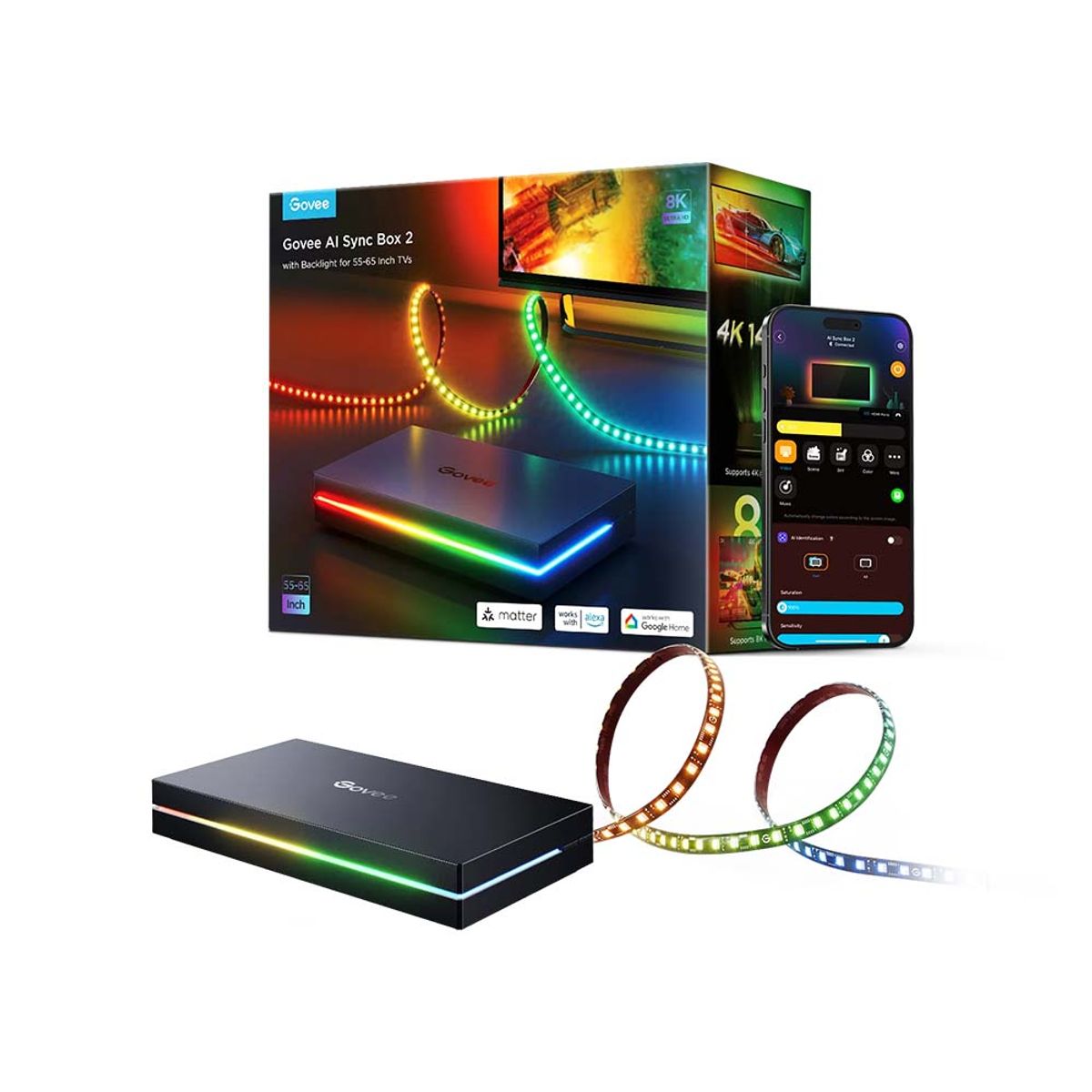 GOVEE - Sistema de sincronización de luces AI Sync Box 2 Govee