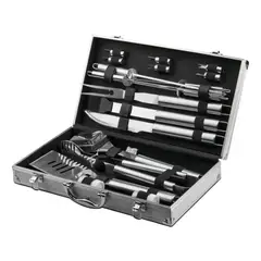 MOVI - MALETA DE LUJO CON SET PARRILLERO DE 18 PIEZAS ACERO INOX