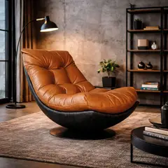 BROOKMAN - Poltrona Tahai en Ecocuero Café Caramelo 90x118x93 cm