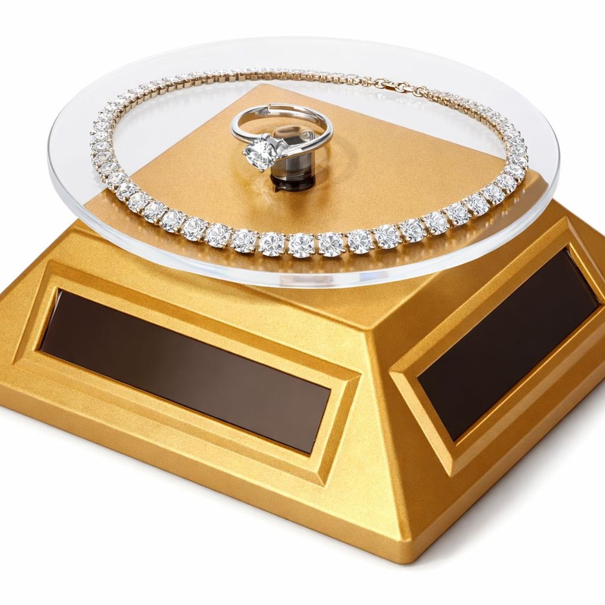 GENERICO - Exhibidor Giratorio 360° Solar Soporte De Joyas Relojes joyas Productos