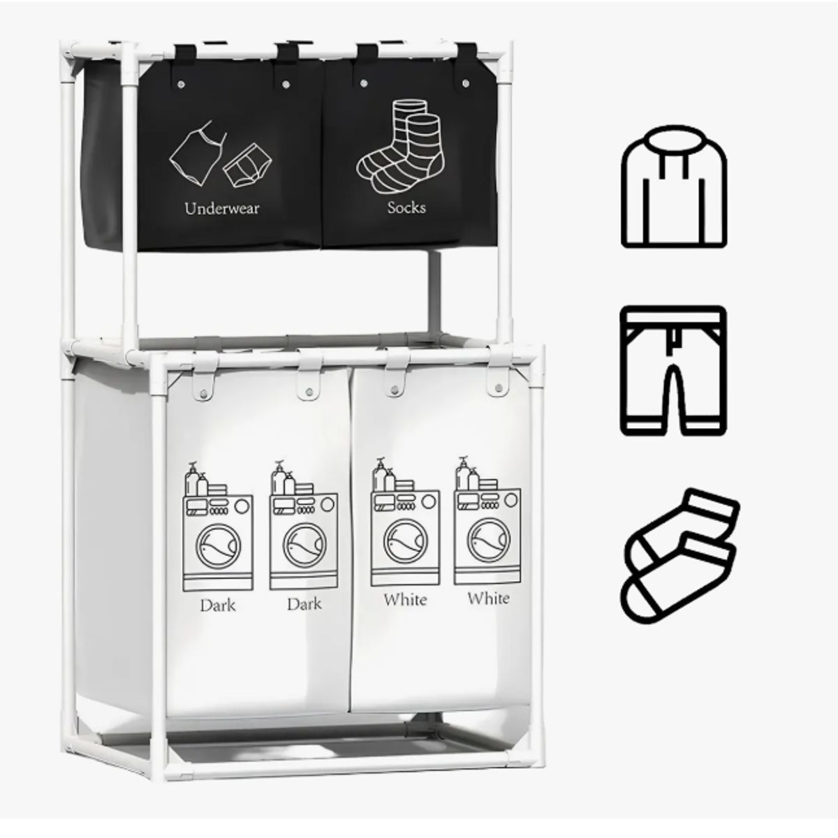 GENERICO - Cesto De Ropa Sucia 4 Compartimentos,gran Capacidad Canasta
