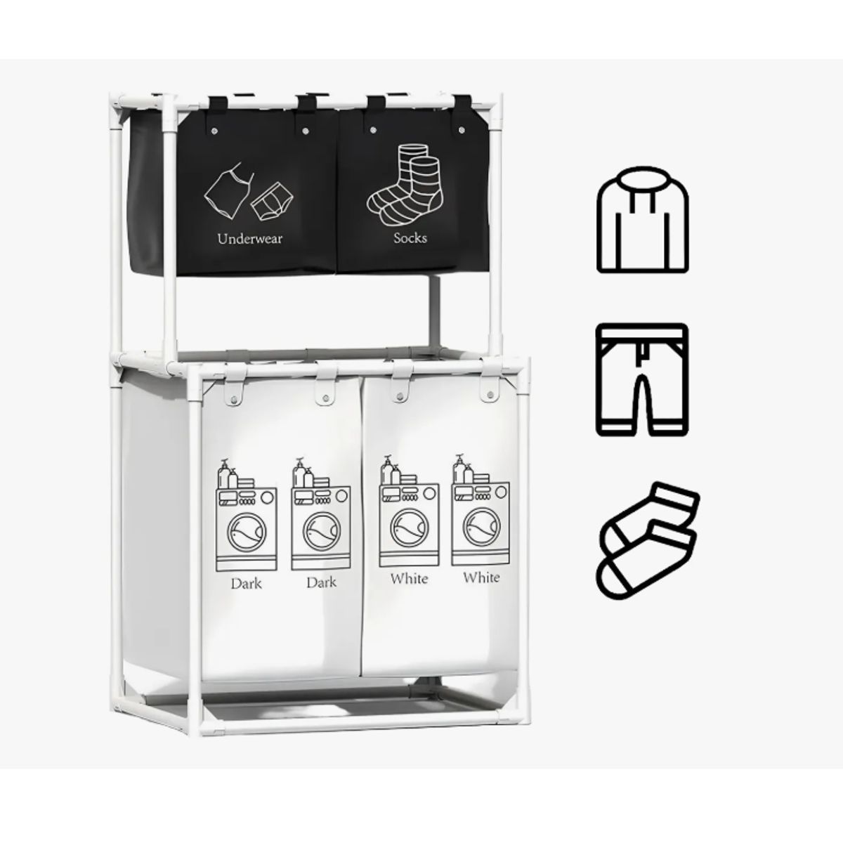 GENERICO - Cesto De Ropa Sucia 4 Compartimentos,gran Capacidad Canasta