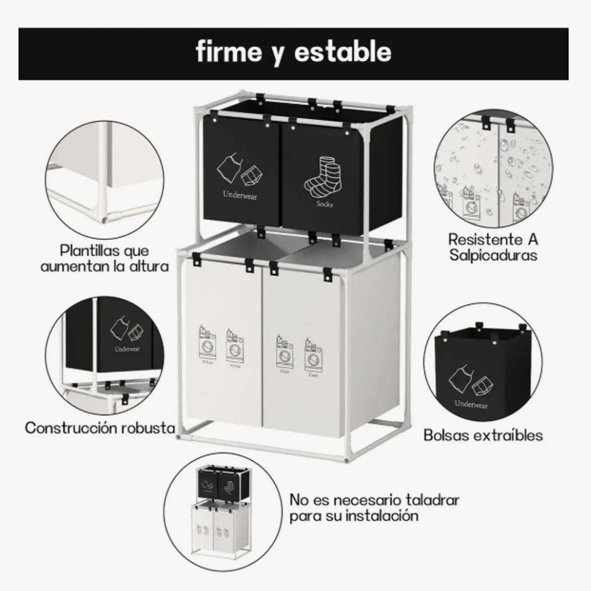 GENERICO - Cesto De Ropa Sucia 4 Compartimentos,gran Capacidad Canasta