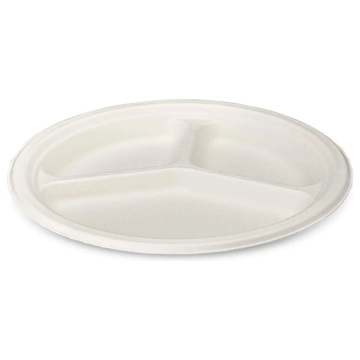 GENERICO - Platos Con 3 Divisiones 24cm Biodegradables Pack 50 Und Plato Desechable