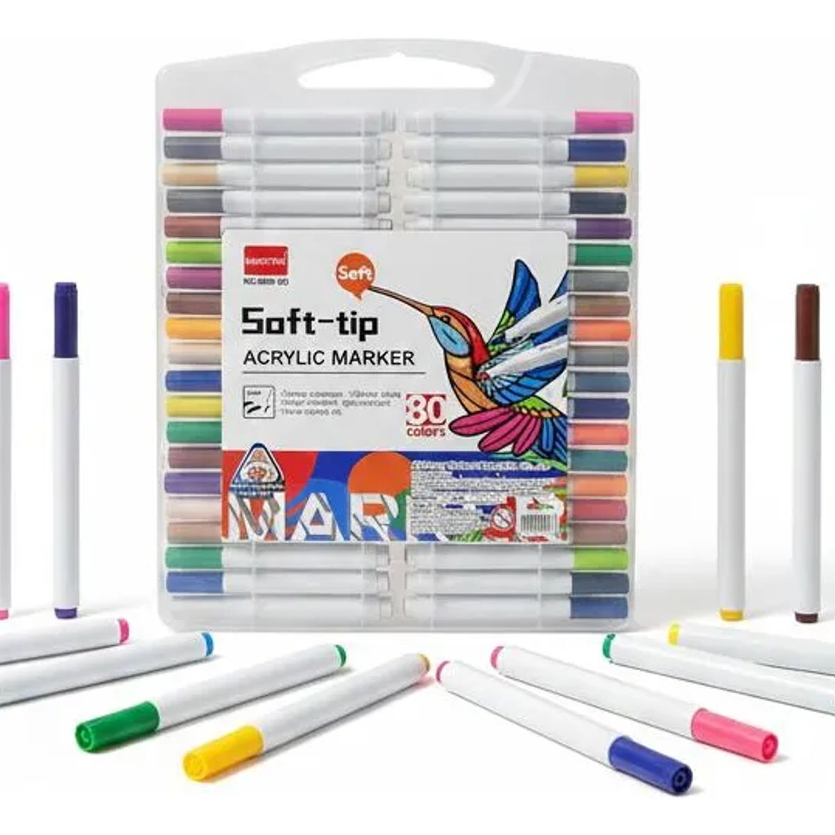 GENERICO - Set De Marcadores Acrílicos 80 Piezas Punta Pincel Plumones Blanco