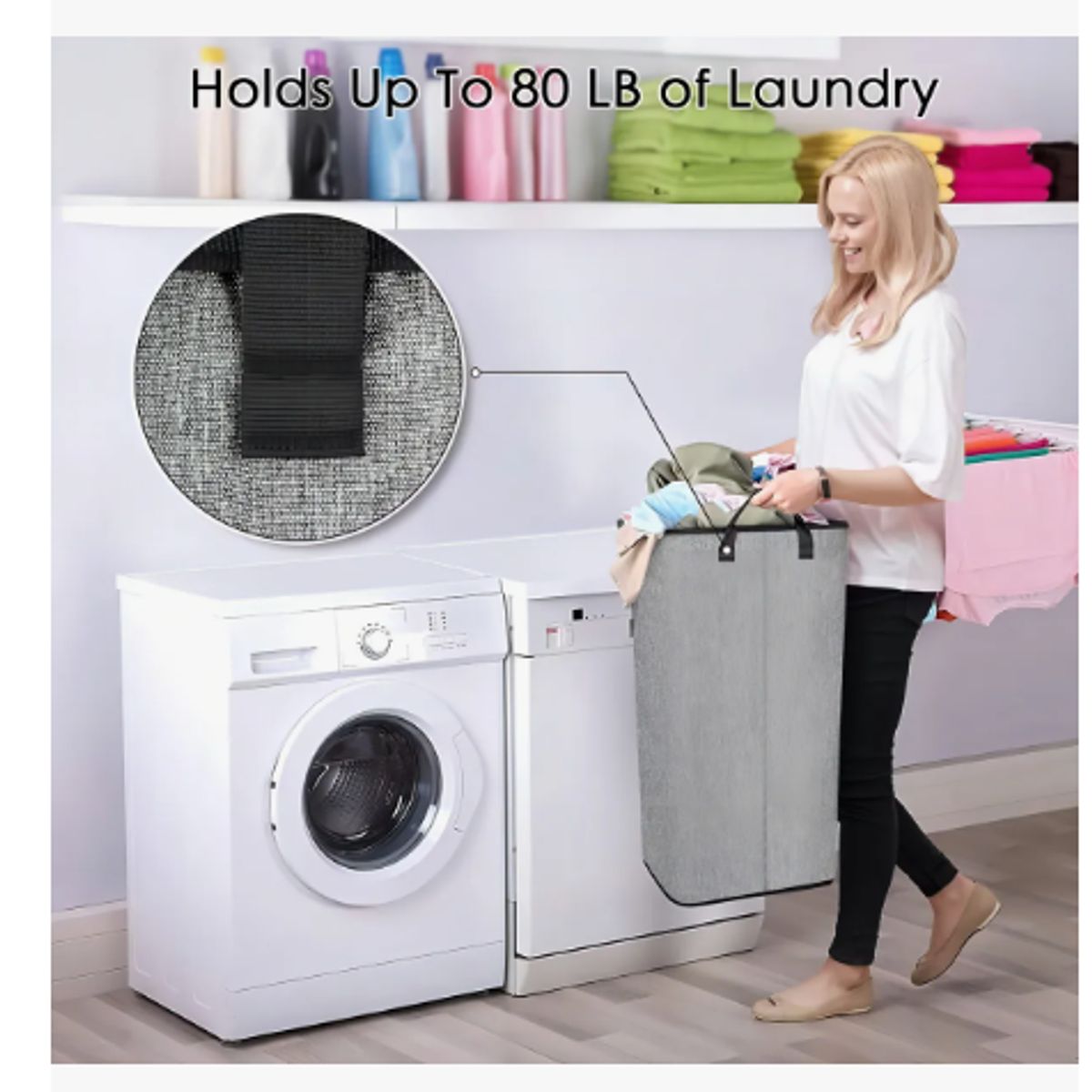 GENERICO - Cesto de Ropa Plegable 80L Grande Rectangular