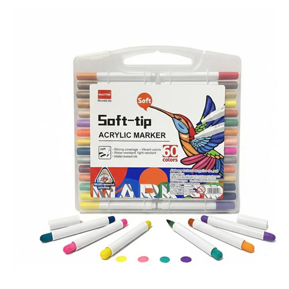 GENERICO - Set 60 Plumones Acrílicos Soft Tip Punta Pincel Manualidades Blanco