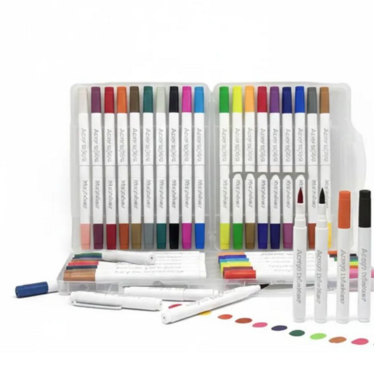 GENERICO - Set 60 Plumones Acrílicos Soft Tip Punta Pincel Manualidades Blanco