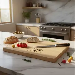 GENERICO - Tabla De Cortar Bambú Con Mango Metálico 38x28