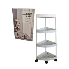 GENERICO - Organizador Esquinero De Baño 4 Niveles Con Ruedas Blanco