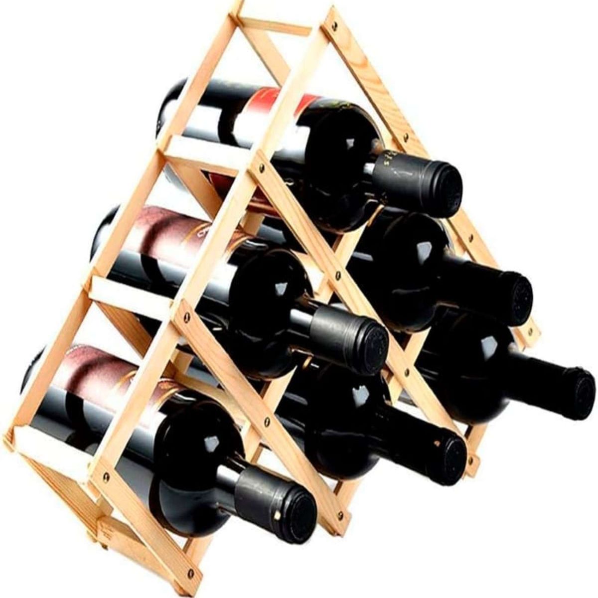 GENERICO - Porta Vino Botellas Plegable Soporte De Vino Madera 6 Pts