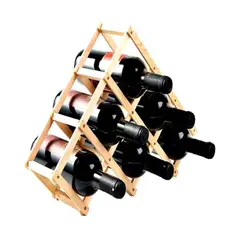 GENERICO - Porta Vino Botellas Plegable Soporte De Vino Madera 6 Pts