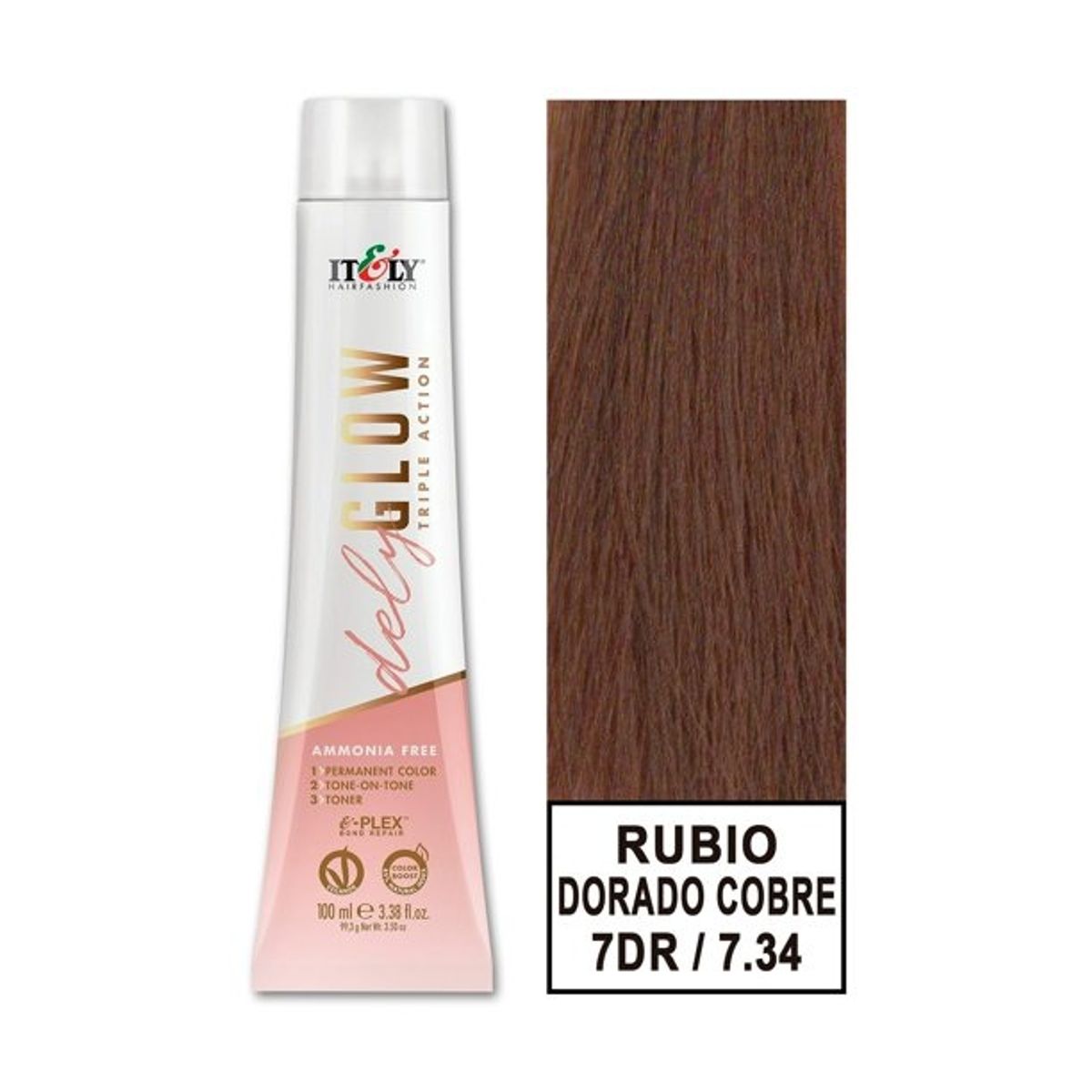 GENERICO - TINTURA PER S/AMONI ITELY DELYGLOW 7DR RUBIO MEDIO DORADO COBRE 100ML 7.34 + OXIDANTE