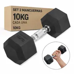 HAZ TU CLICK - Par Mancuernas 10kgr Engomadas Para Ejercicios En Casa Pesa Color Negro