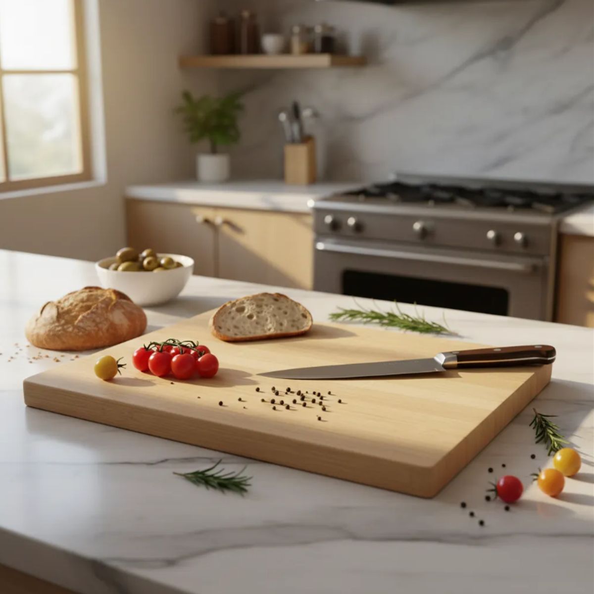 GENERICO - Tabla De Cortar Bambú Con Mango Metálico