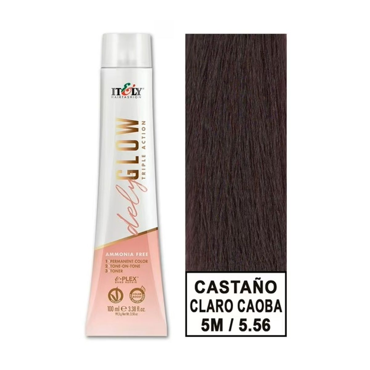 GENERICO - TINTURA PER S/AMONI ITELY DELYGLOW 5M CASTAÑO CLARO CAOBA 100ML 5.56 + OXIDANTE