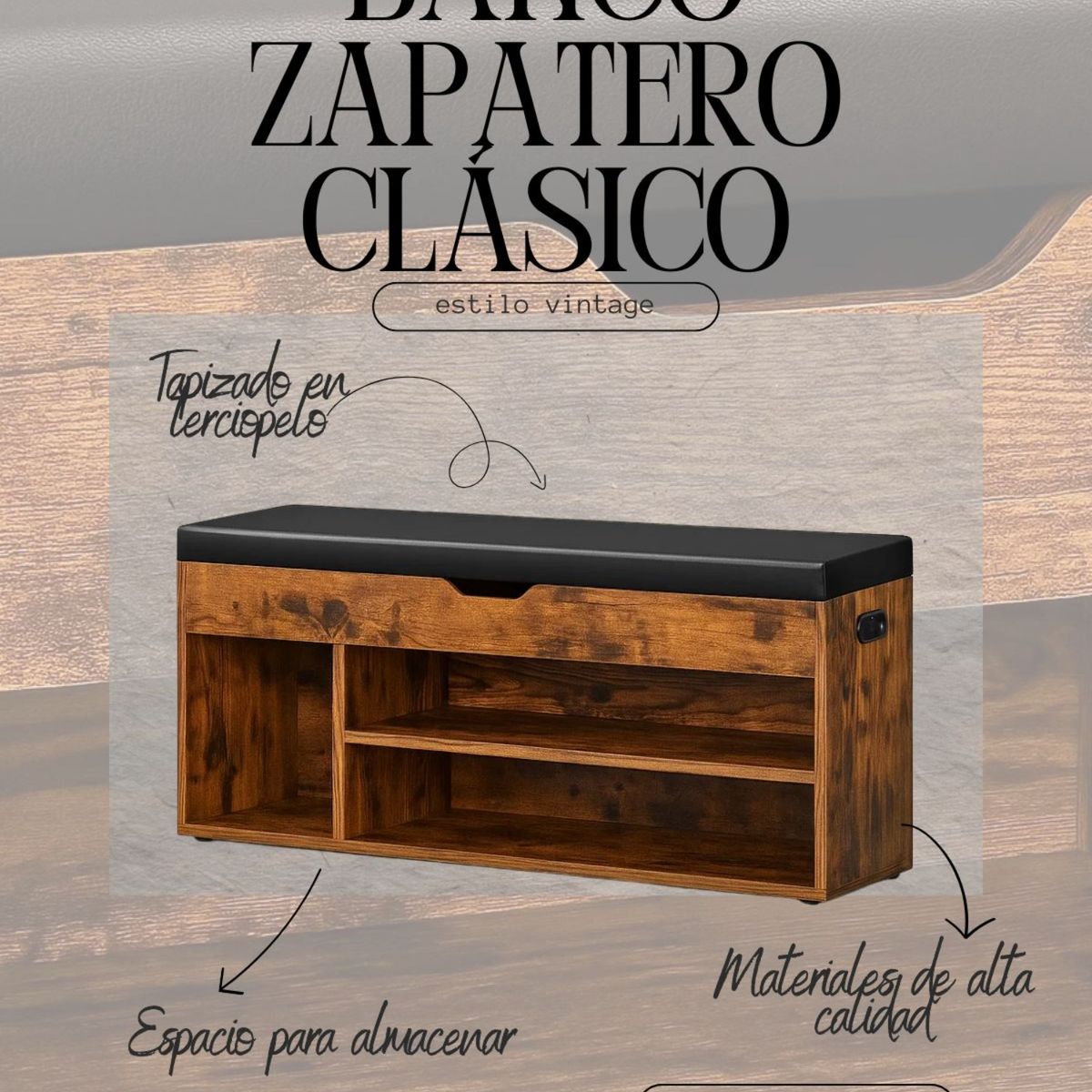 HABITA2 CHILE - Banco Zapatero Clasico con Almacenamiento