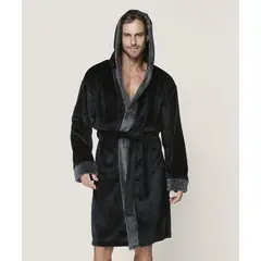 LADY GENNY - Bata Polar Hombre Con Gorro - Calidez Y Comodidad