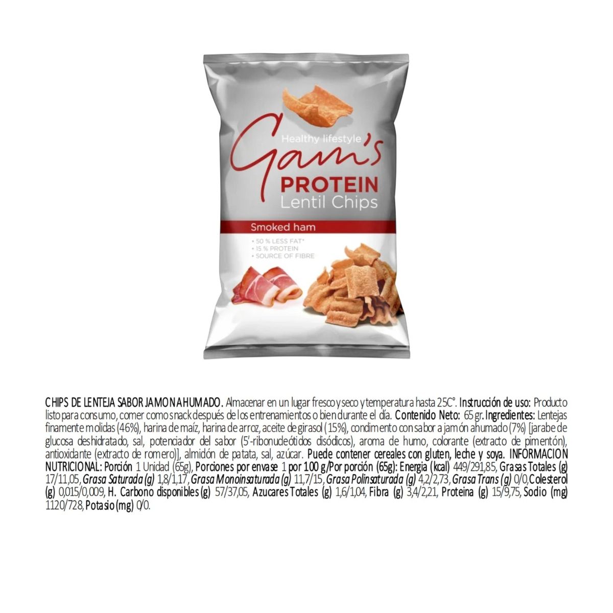 GENERICO - CHIPS DE PROTEINA 65GRS JAMON AHUMADO - GAMS
