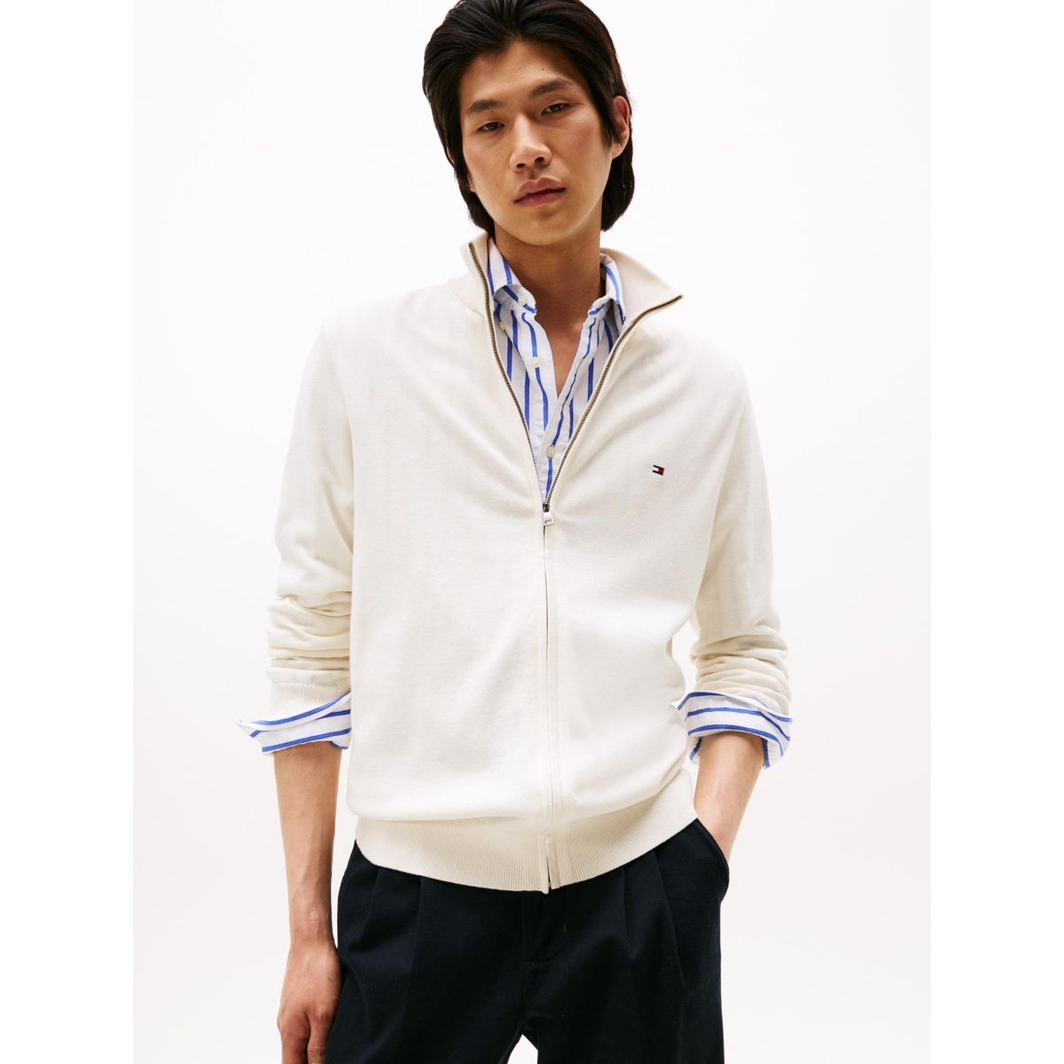 TOMMY HILFIGER - Sweater Essential Cierre Beige Tommy Hilfger
