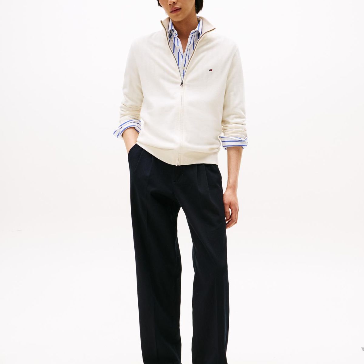 TOMMY HILFIGER - Sweater Essential Cierre Beige Tommy Hilfger