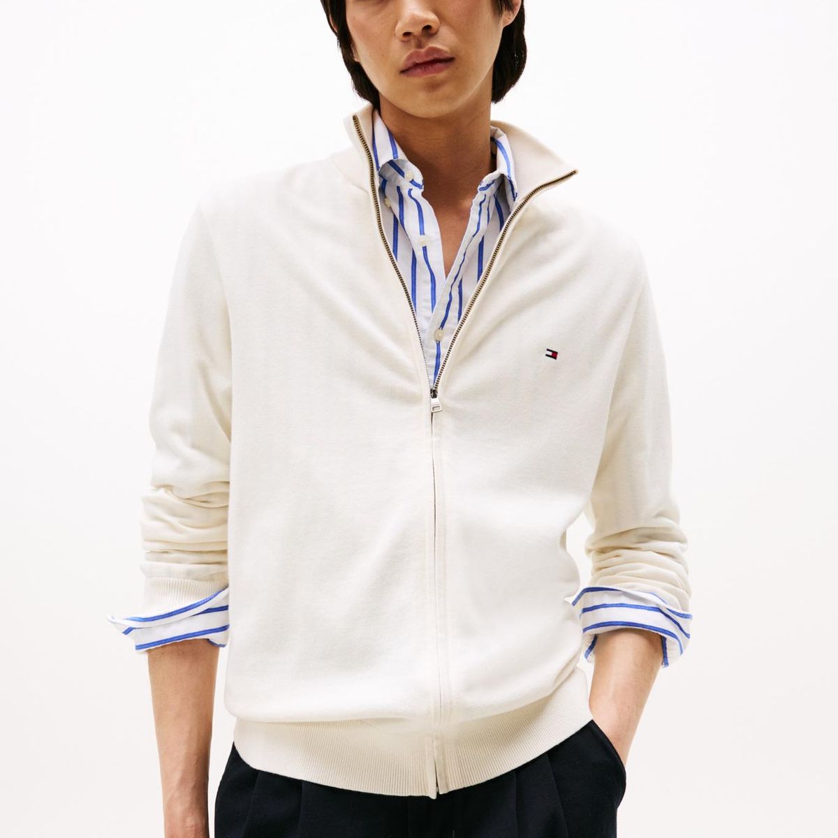 TOMMY HILFIGER - Sweater Essential Cierre Beige Tommy Hilfger