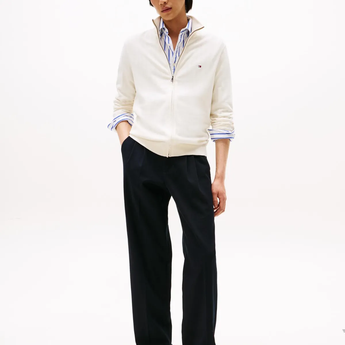 TOMMY HILFIGER - Sweater Essential Cierre Beige Tommy Hilfger